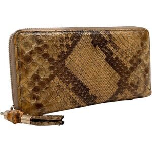 Gucci Python Zip Around Wallet Beige